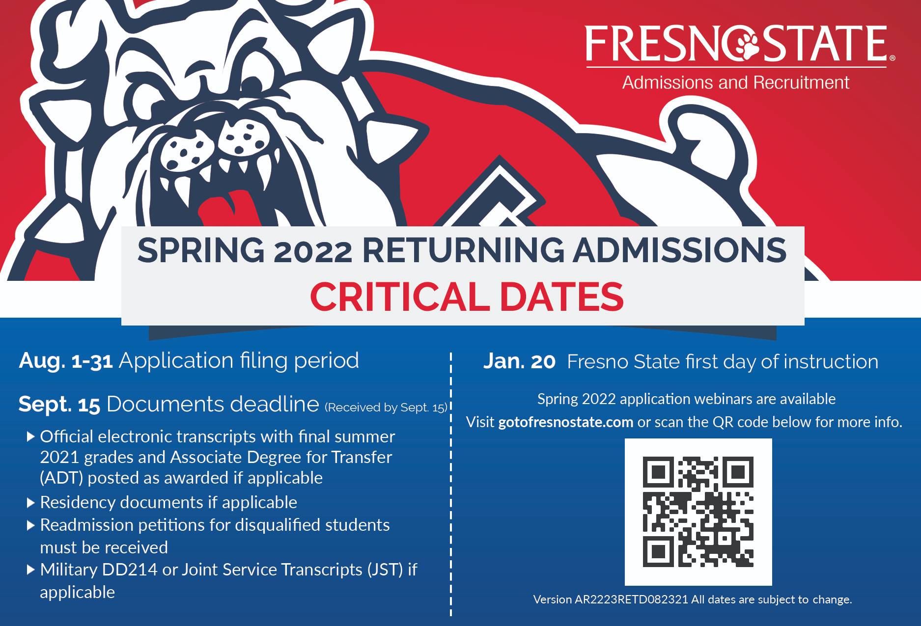 Fresno State Spring 2022 Calendar Returning - Admissions And Recruitment