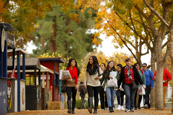 Students Walking on Campus in the Fall