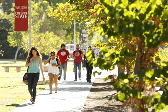 Students walking on-campus