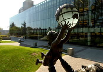 Statue in front of Library