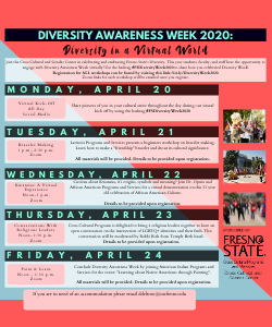 Fresno State Spring 2022 Calendar Diversity Awareness Week - Cross-Cultural And Gender Center