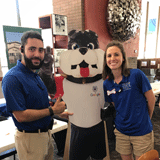 Posing with Bulldog Mascot