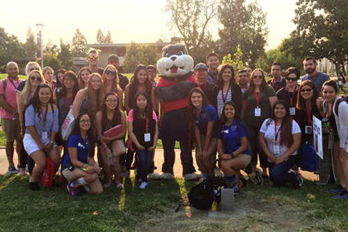 group of students and timeout