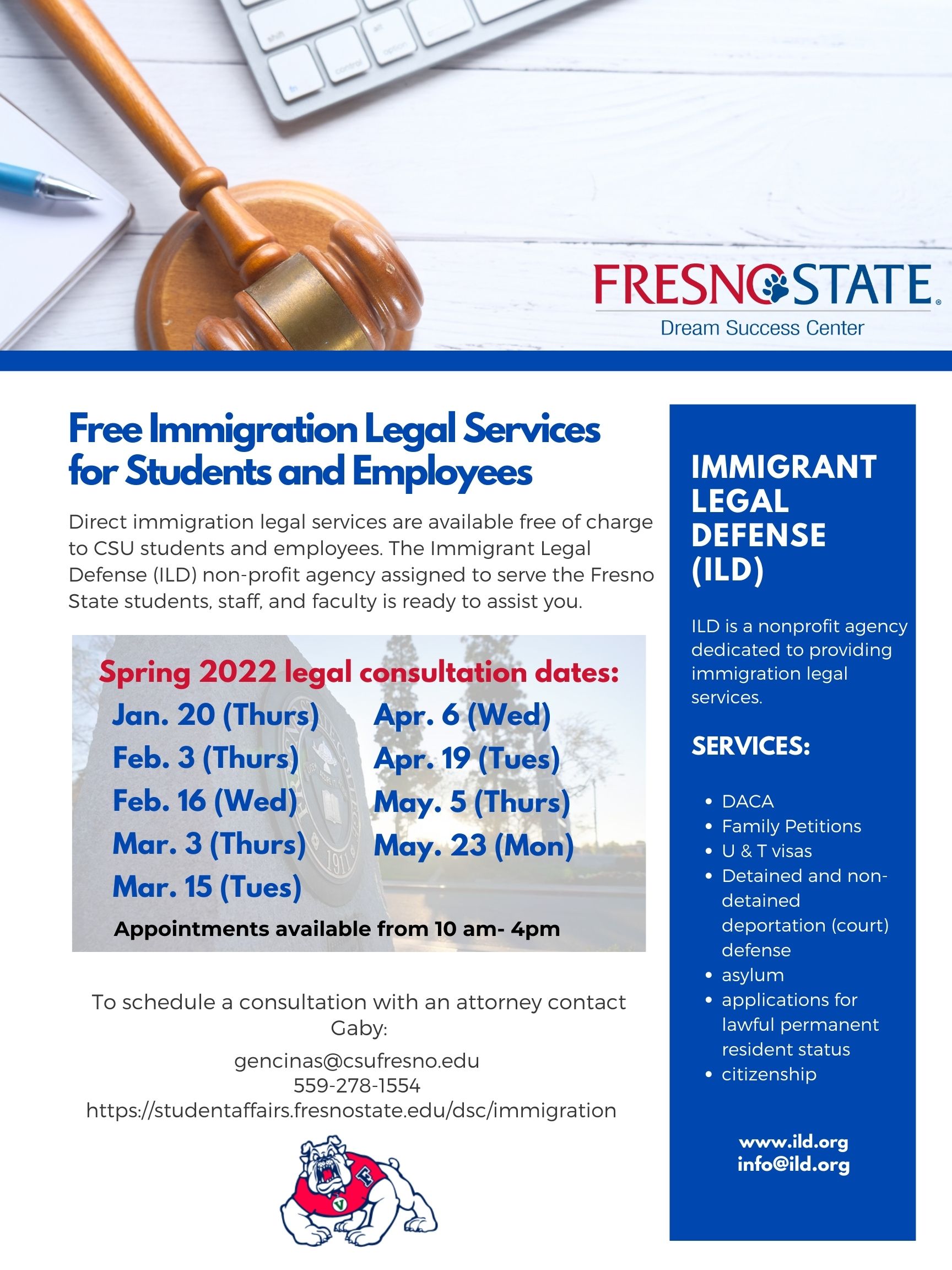 Flyer of summer dates for immigration consultations