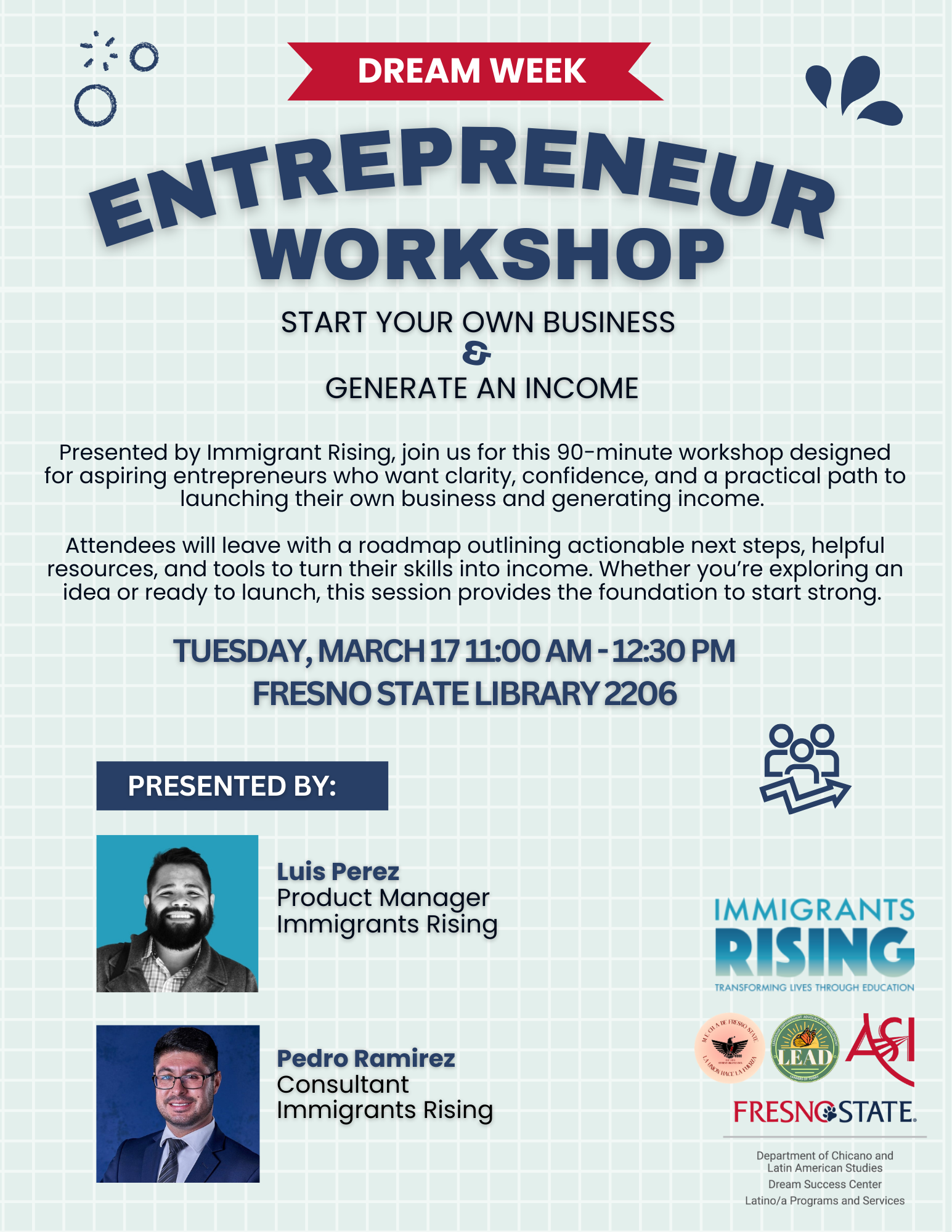 Dream Week Entrepreneur Workshop Flyer