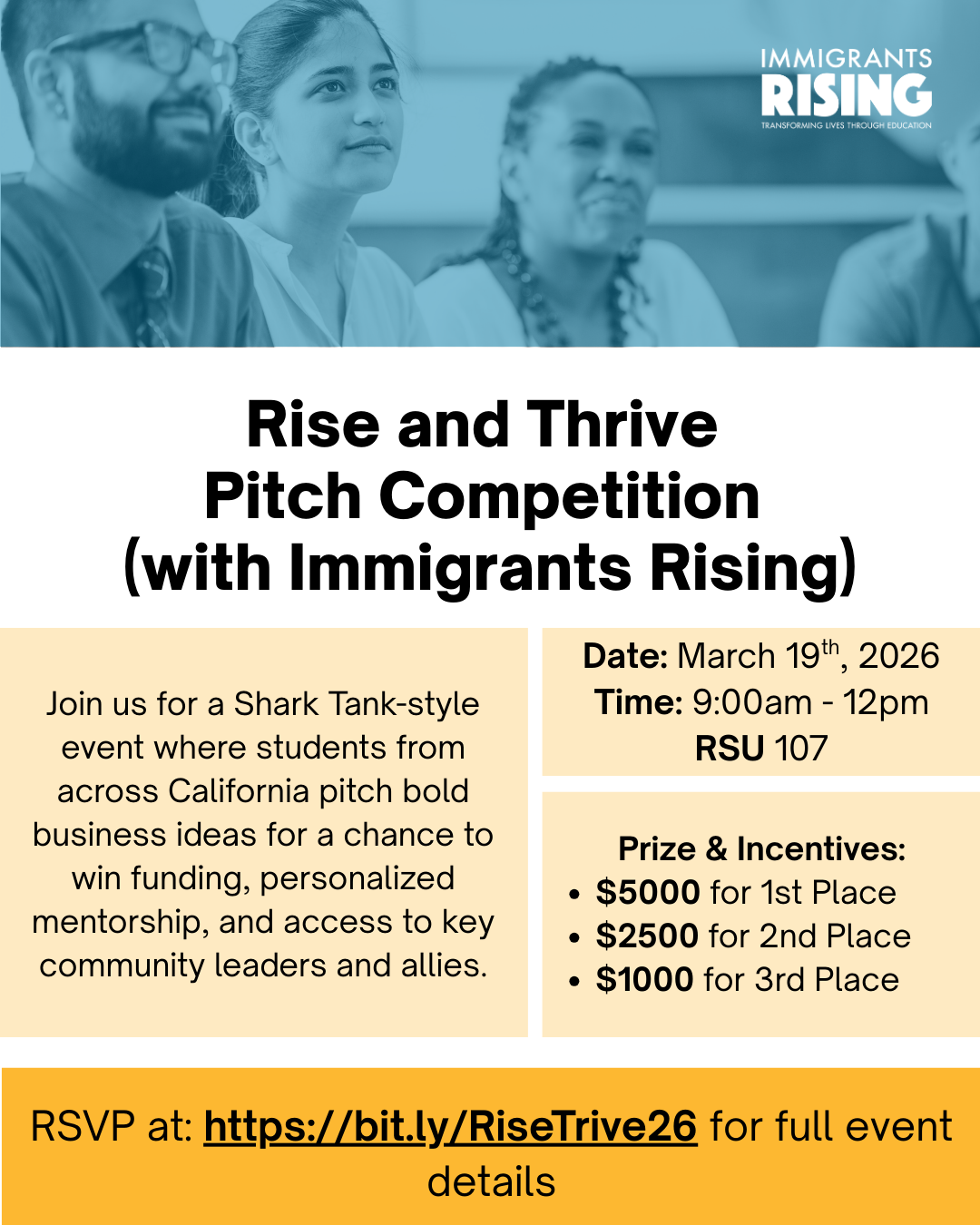 Immigrants Rising Pitch Competition Flyer