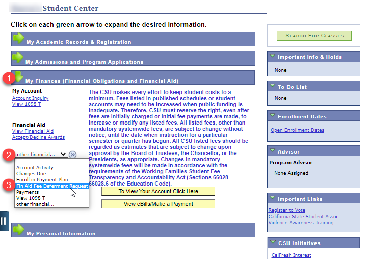 fee deferment request