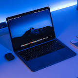 Laptop with blue Background