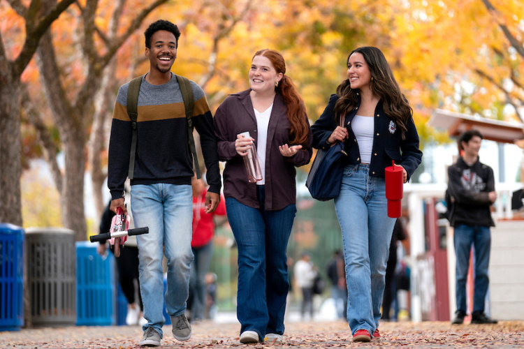 students walking