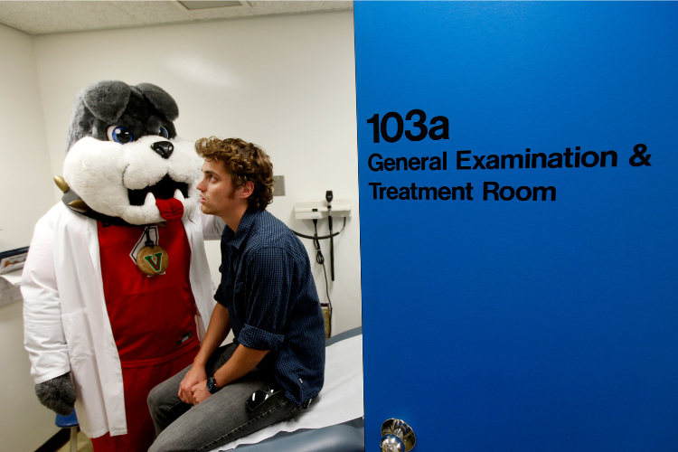 student in health center