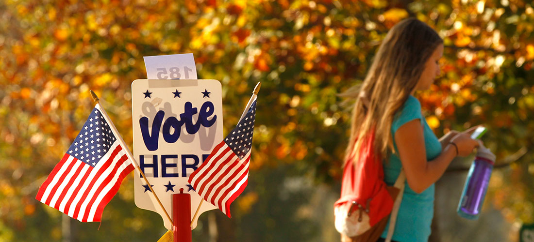 Vote here sign