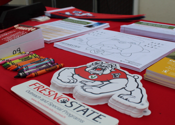 information booth with materials on table