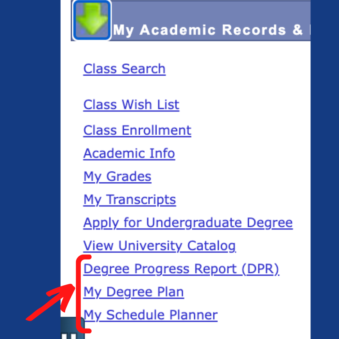 Academic Records and Registratrion Tab
