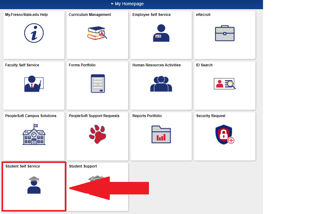 My Fresno State Student Self Service portal screenshot