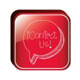 Red Background with white Text Bubble "Contact Us"