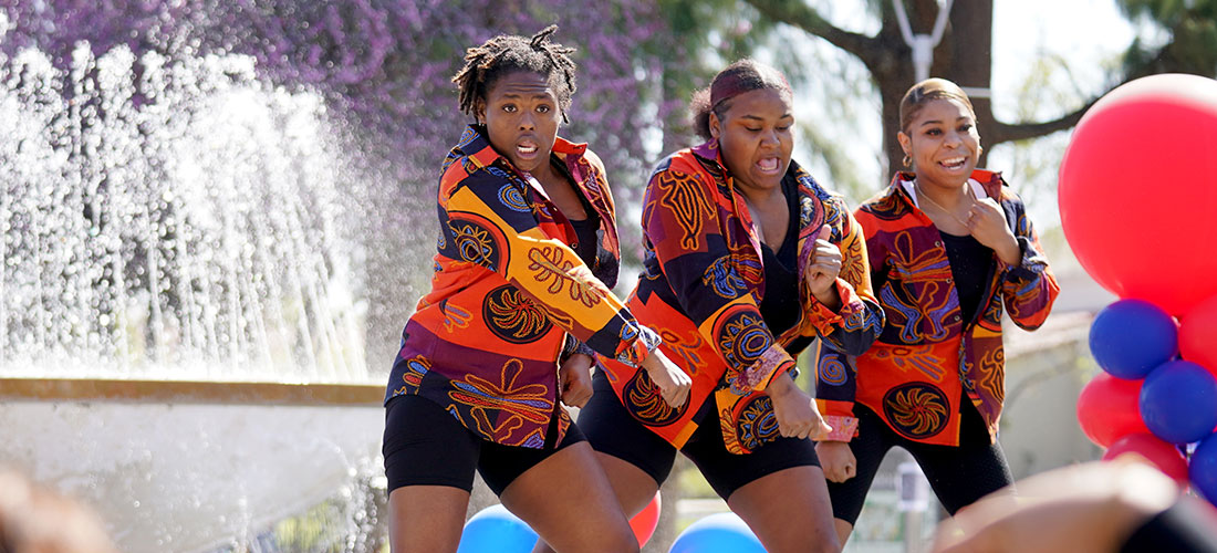 Students dancing at Preview Day