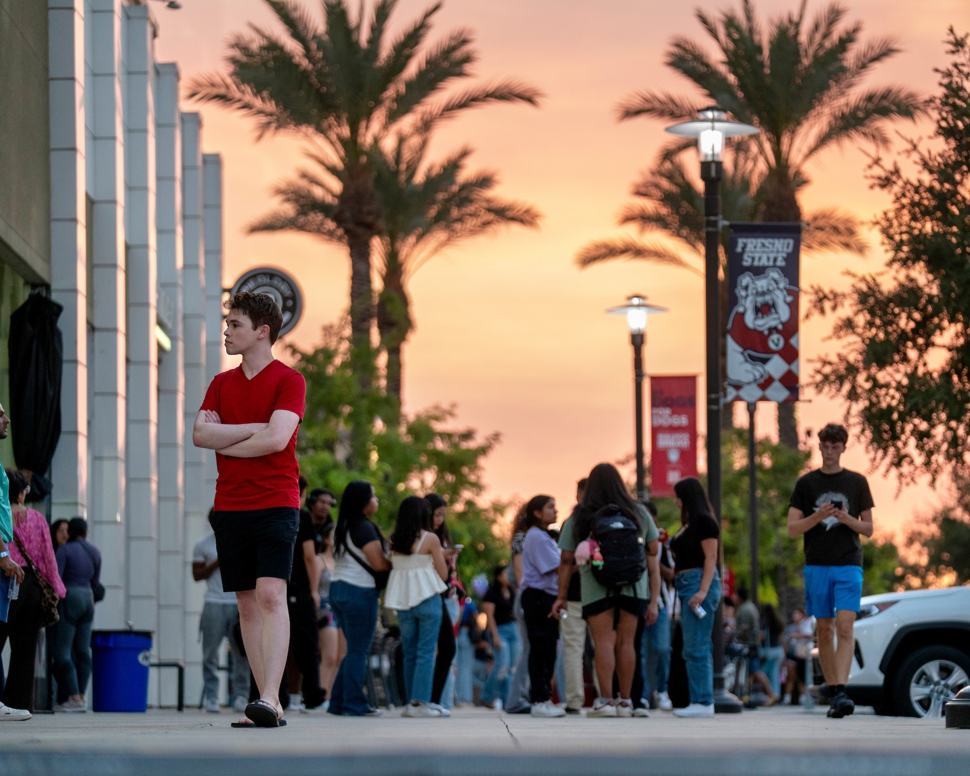 Students crowd Campus Pointe for OCSL's annual Fresno State at Campus Pointe night