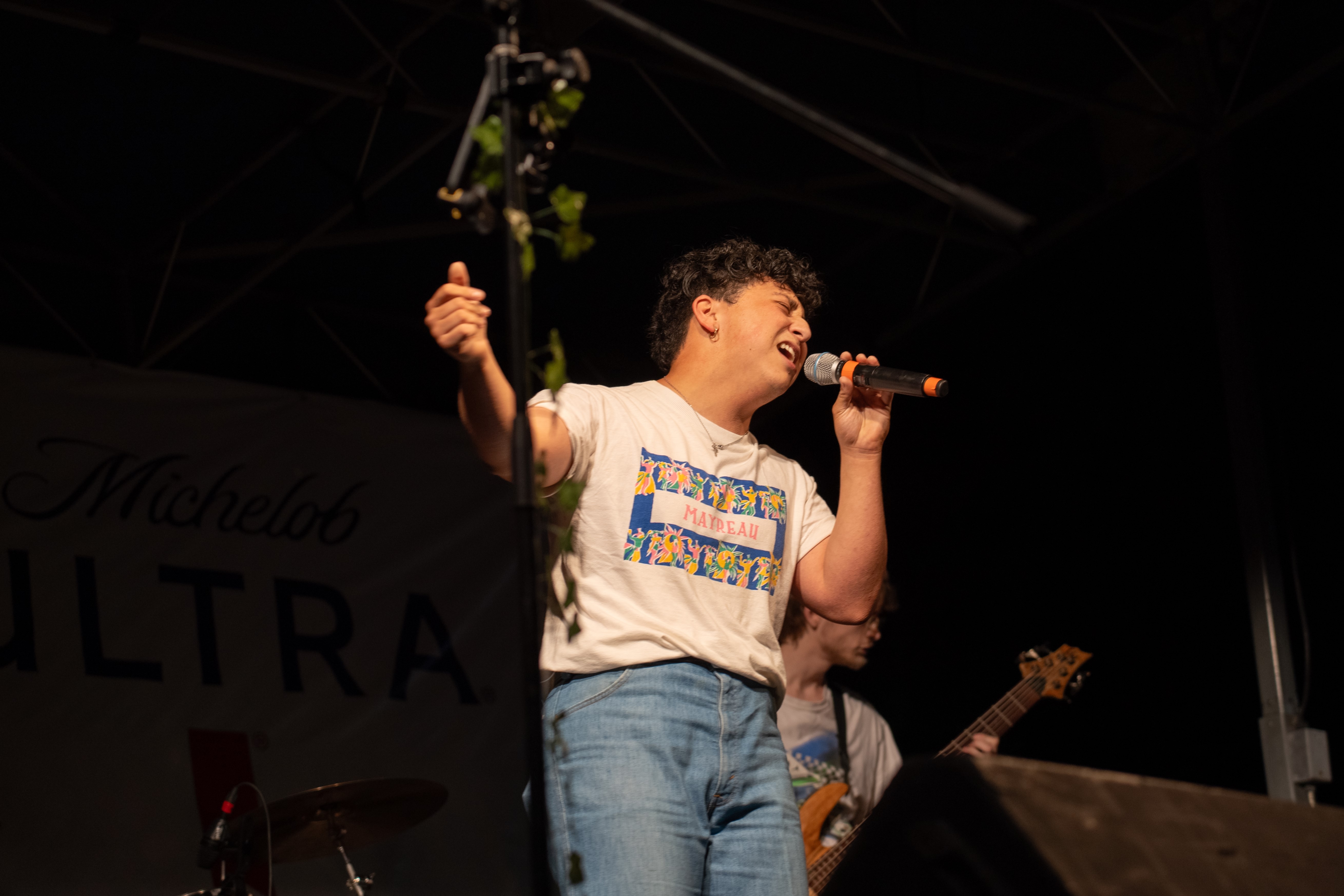 A performer sings his heart out on stage