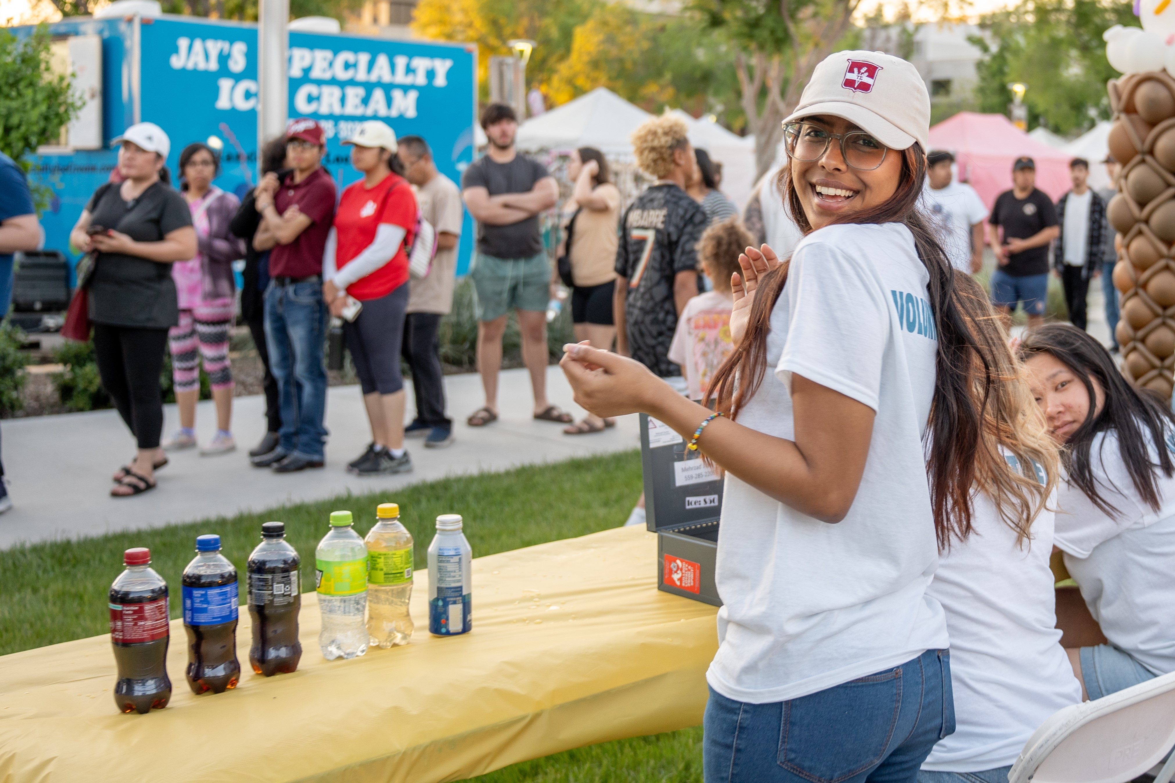 Volunteers at one of the three drink stations