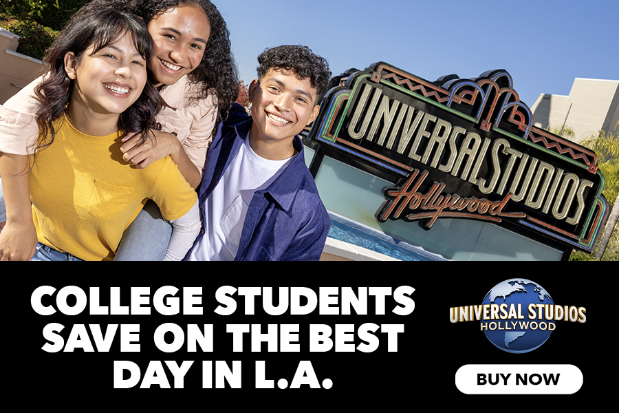 College students discount tickets at Universal Studios Hollywood (promo image)
