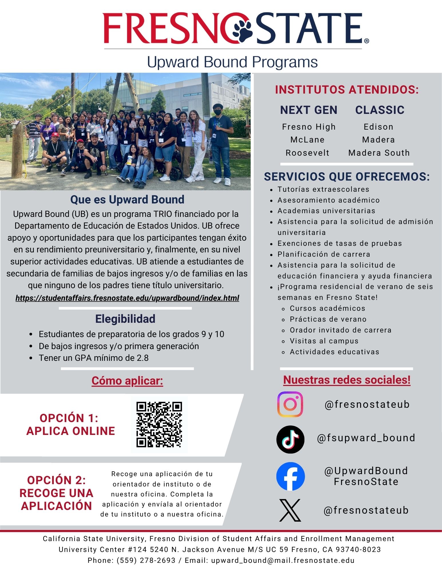 Fresno State Upward Bound Spanish Flyer