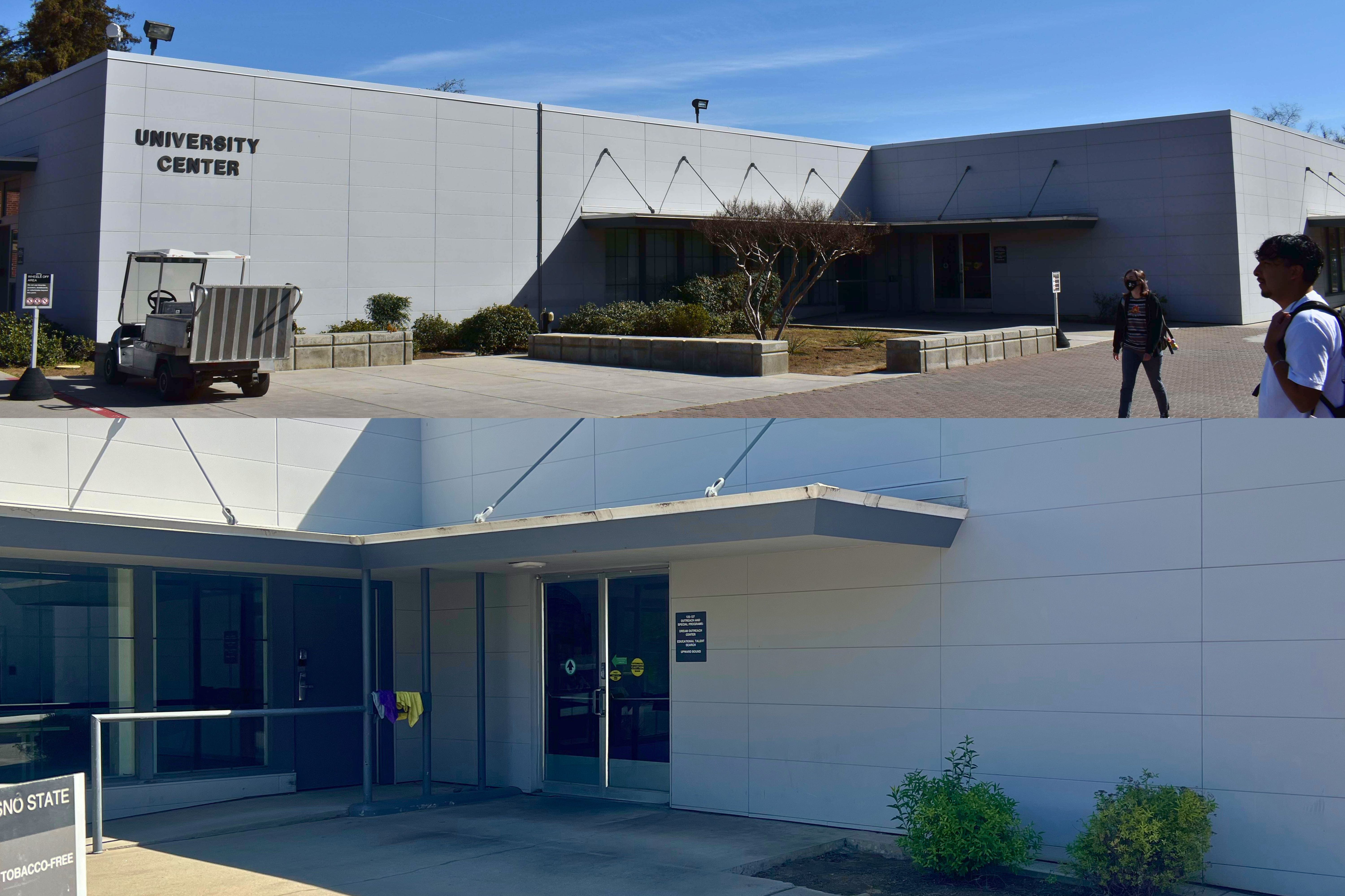 Picture of the University Center & Picture of the Entrance to the UB Office/Lobby